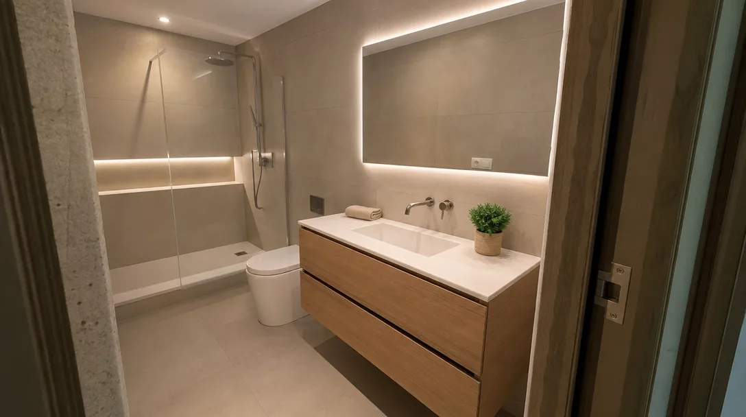 Baño reformado de estilo natural en Sant Boi